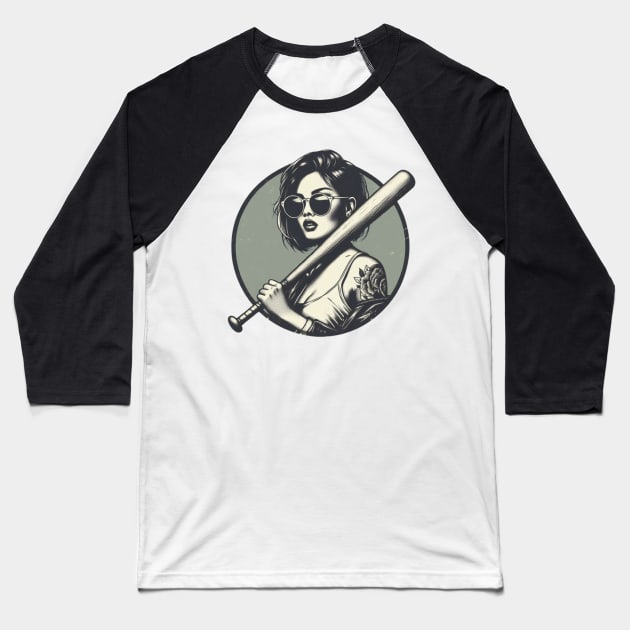 baseball badass girl Baseball T-Shirt by Anthony88